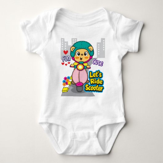 バイクのクマ ベビーボディスーツ (正面)