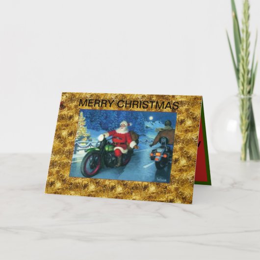 バイクのクリスマスカードにサンタ シーズンカード (正面)