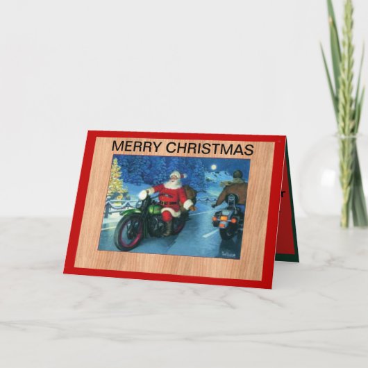 バイクのクリスマスカードにサンタ シーズンカード (正面)