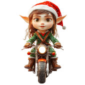 バイクのクリスマス小妖精や小人ラッピング紙 ラッピングペーパー