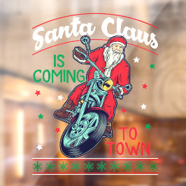 バイクのサンタクロースが街にやってくる ウィンドウサイン