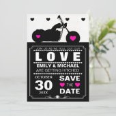 バイクのシルエット - 黒と白の結婚式 Save the Date セーブザデート (スタンド正面)