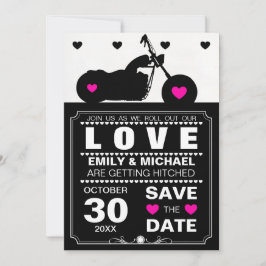 バイクのシルエット - 黒と白の結婚式 Save the Date セーブザデート