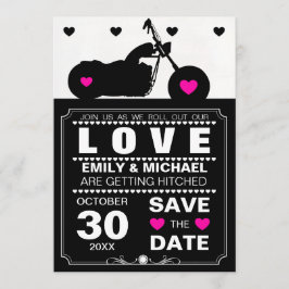バイクのシルエット - 黒と白の結婚式 Save the Date セーブザデート