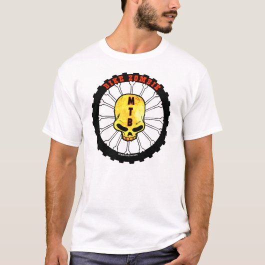 バイクのゾンビの骨のスポーク Tシャツ (正面)