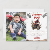 バイクのダートバイク誕生日写真サンキューカード サンキューカード (正面)