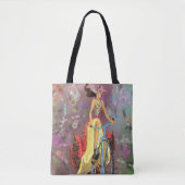 バイクのトートバッグを持つ女の子 – アー絵画ト トートバッグ (正面)