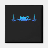 バイクのハートビートサイクリングギフトバイクもしくは自転車に乗る人パパママ マグネット (正面)