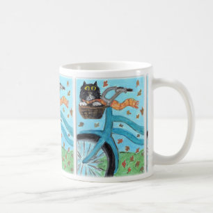 バイクのバスケットの民芸猫 コーヒーマグカップ