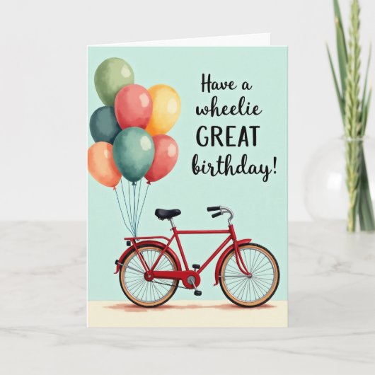 バイクのバルーン 誕生日カード カード (正面)