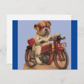 バイクのバレンタインはがきにキュートヴィンテージドッグ ポストカード (正面/裏面)