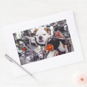 バイクのブルドッグ 長方形シール (封筒)