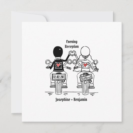 バイクのモーターサイクルイブニングウェディング招待状 招待状 (正面)