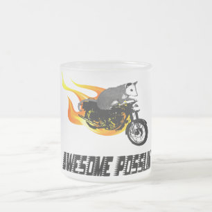 バイクのライダーの素晴らしいふくろねずみ フロストグラスマグカップ