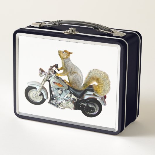 バイクのリスの弁当箱 メタルランチボックス (正面)