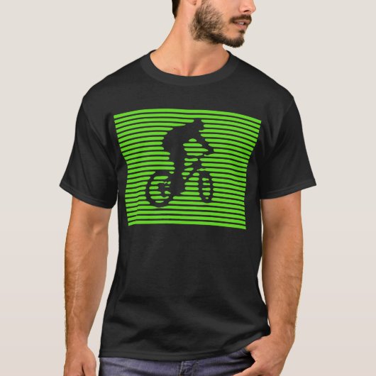 バイクのワイシャツ-グリーン・ライン Tシャツ (正面)