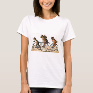 バイクのヴィンテージ猫そして犬 Tシャツ