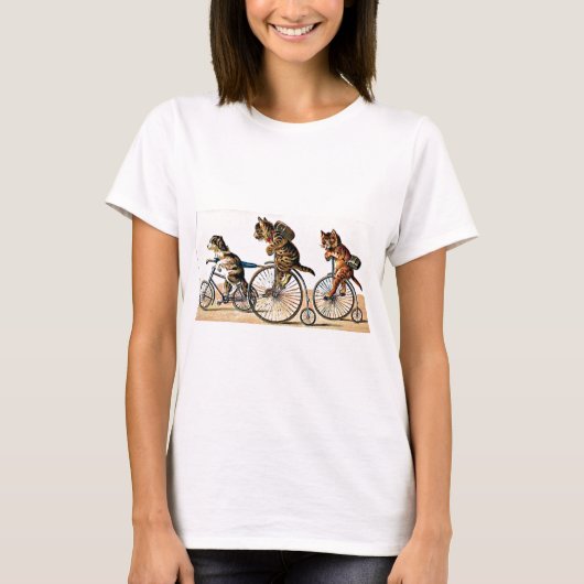 バイクのヴィンテージ猫そして犬 Tシャツ (正面)