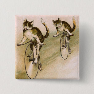 バイクのヴィンテージ猫 缶バッジ