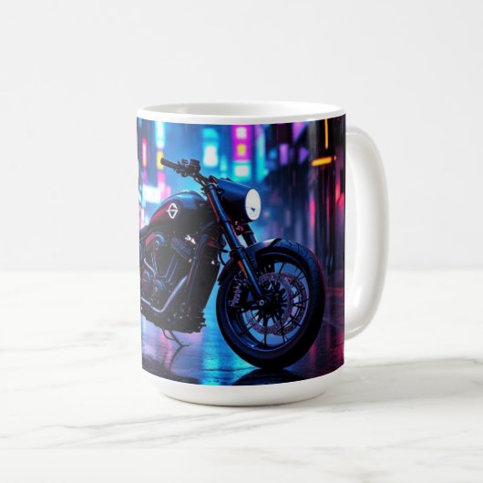バイクの夜の街 コーヒーマグカップ (正面右)
