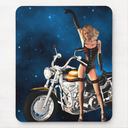 バイクの女の子 マウスパッド (正面)