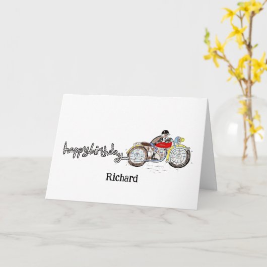 バイクの好きな人の誕生日プレゼントに カード (黄色い花)