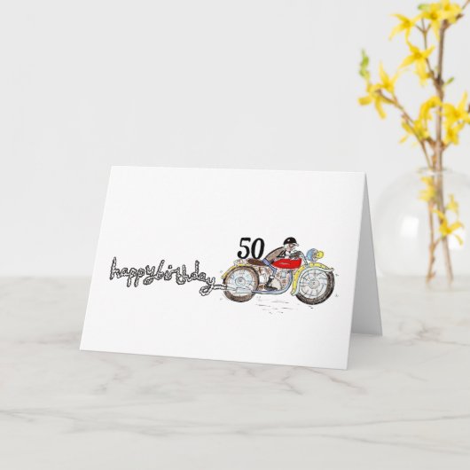 バイクの好きな人への誕生日プレゼント カード (黄色い花)