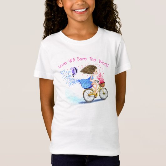 バイクの少女Tシャツ - オリジナルテキスト Tシャツ (正面)