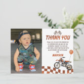 バイクの泥んこバイクの誕生日写真の感謝カード サンキューカード (スタンド正面)