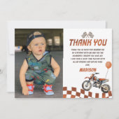 バイクの泥んこバイクの誕生日写真サンクスカード サンキューカード (正面)