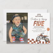 バイクの泥んこバイク 5歳の誕生日写真 招待状 (正面)