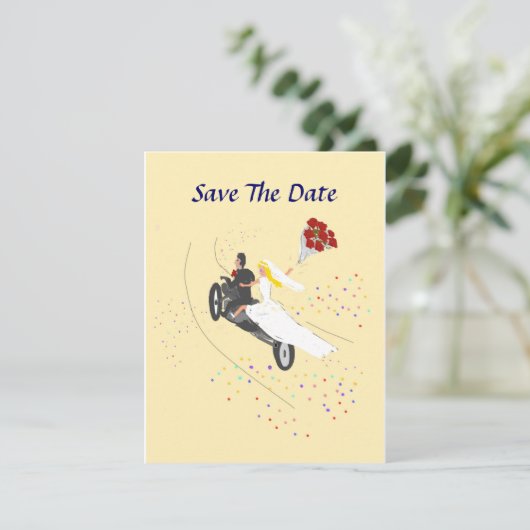 バイクの結婚式 保存日 招待状 (スタンド正面)