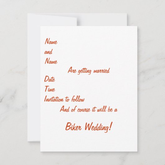 バイクの結婚式 保存日 招待状 (裏面)