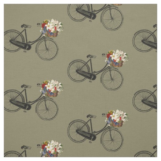 バイクの自転車の花のかわいらしい春の生地の暗灰色 ファブリック (見本)