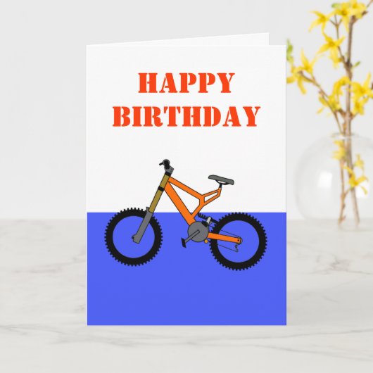 バイクの自転車のpushbikeとのハッピーバースデー カード (黄色い花)