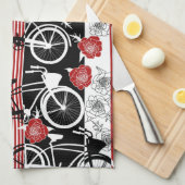 バイクの花のバスケットのふきん キッチンタオル (四つ折り)