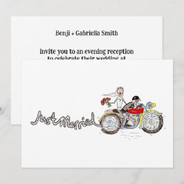 バイクの花嫁と花婿の結婚式の夜のパーティ 招待状