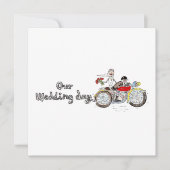 バイクの花嫁と花婿の結婚式 招待状 (正面)