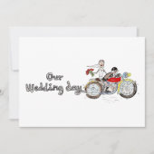 バイクの花嫁と花婿の結婚式 招待状 (正面)