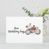 バイクの花嫁と花婿の結婚式 招待状 (スタンド正面)