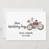 バイクの花嫁と花婿の結婚式 招待状 (正面)
