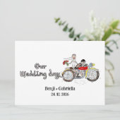 バイクの花嫁と花婿の結婚式 招待状 (スタンド正面)