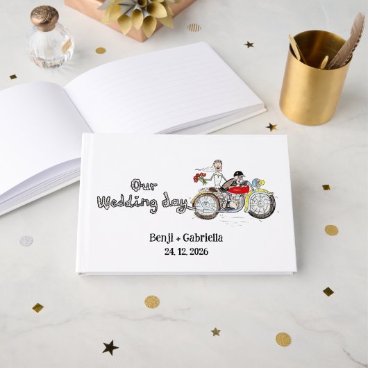 バイクの花嫁と花婿の結婚 ゲストブック (正面見開き)