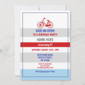 バイクの誕生日の自転車の乗車のパーティーの紫系統の男の子 招待状 (正面)