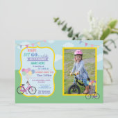 バイクの誕生日の自転車の乗車の気球のパーティーの写真 招待状 (スタンド正面)