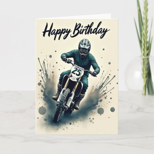 バイクの誕生日イラストカード カード (正面)