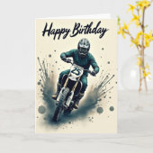 バイクの誕生日イラストカード カード (黄色い花)