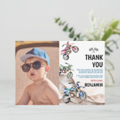 バイクの誕生日写真感謝カード サンキューカード (スタンド正面)