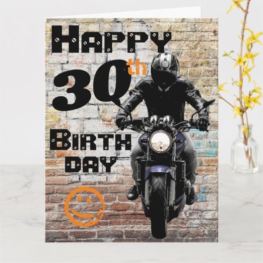 バイクの誕生日30得番 カード (黄色い花)