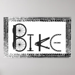 バイクの部品及びタイヤトラックからのバイクの落書き ポスター